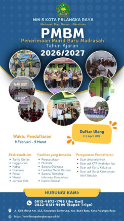 Penerimaan Murid Baru MIN 5 Kota Palangka Raya Tahun 2026